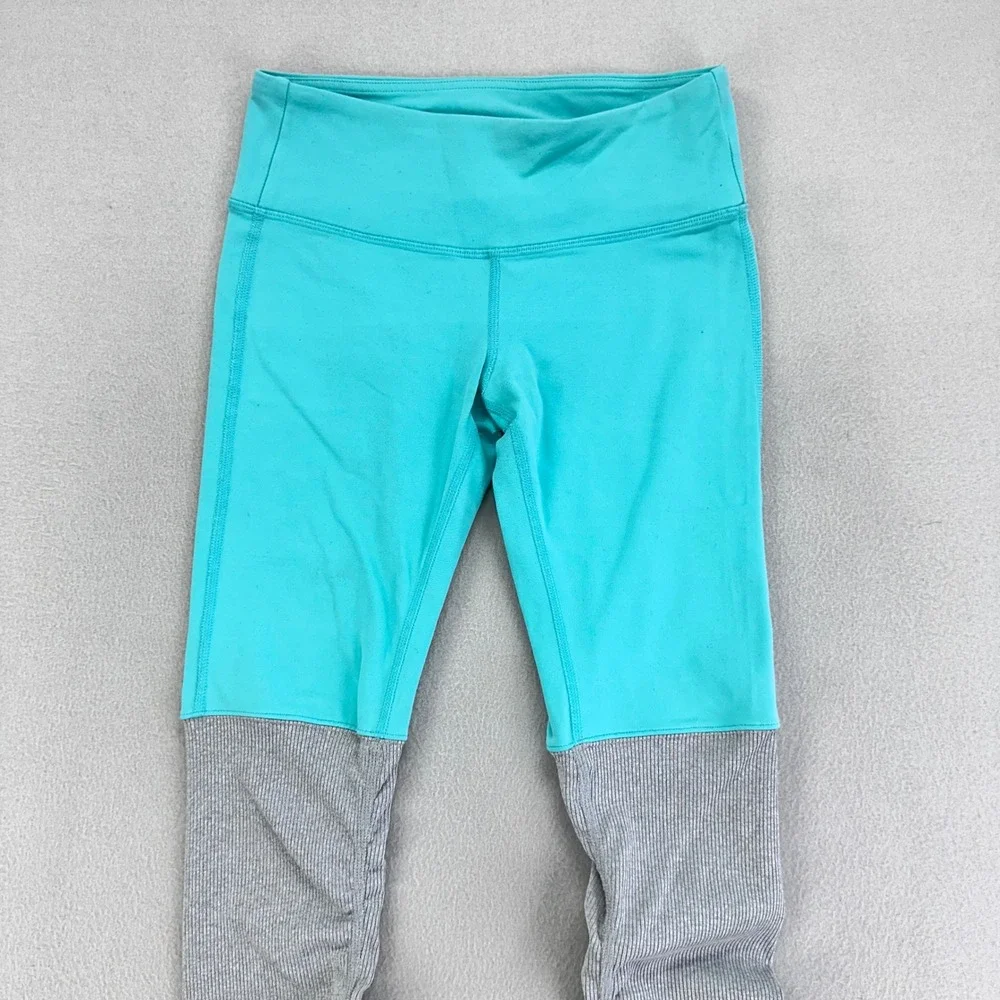 Alo Yoga Goddess Ribbed Ruched Leggings Womens XS Gray‎ Blue Dance Full Length
